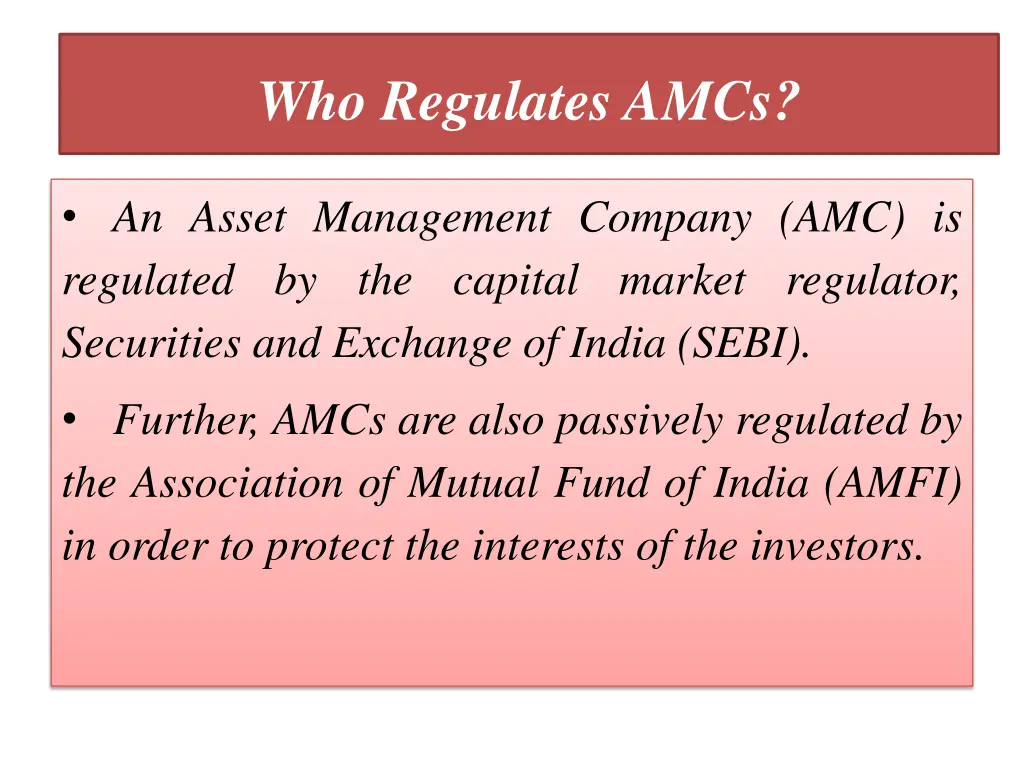 who regulates amcs