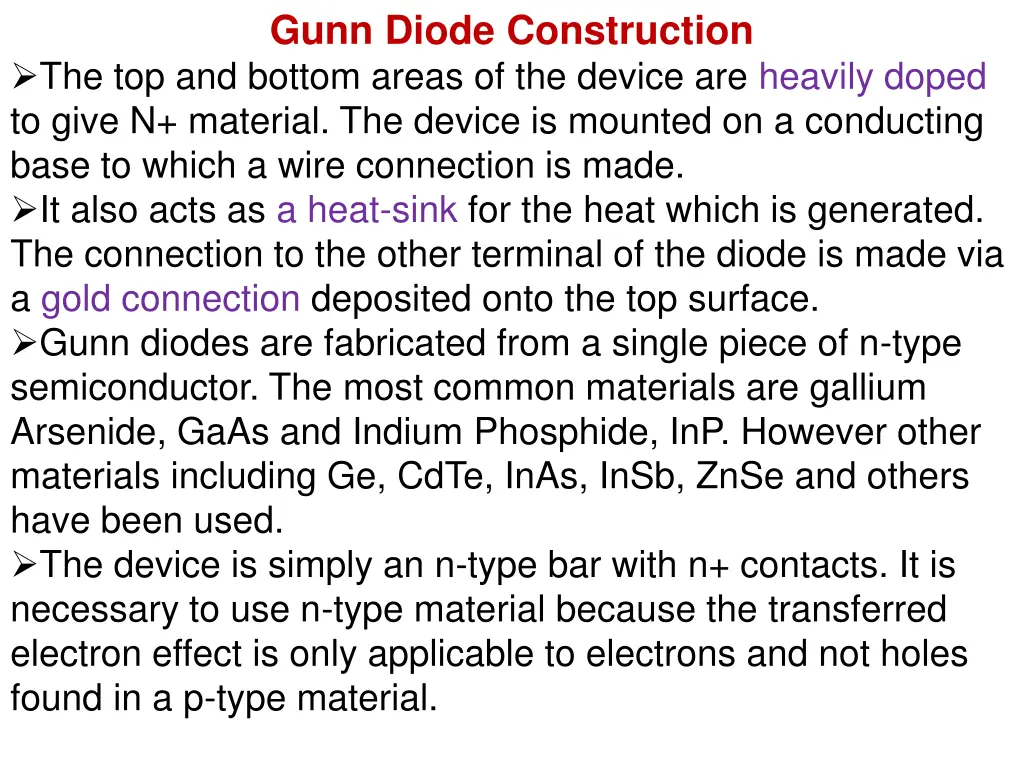 gunn diode construction