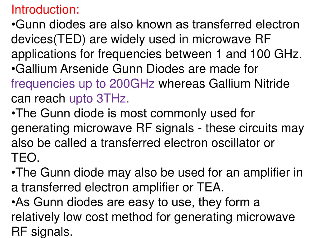 introduction gunn diodes are also known