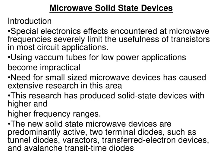 microwave solid state devices introduction