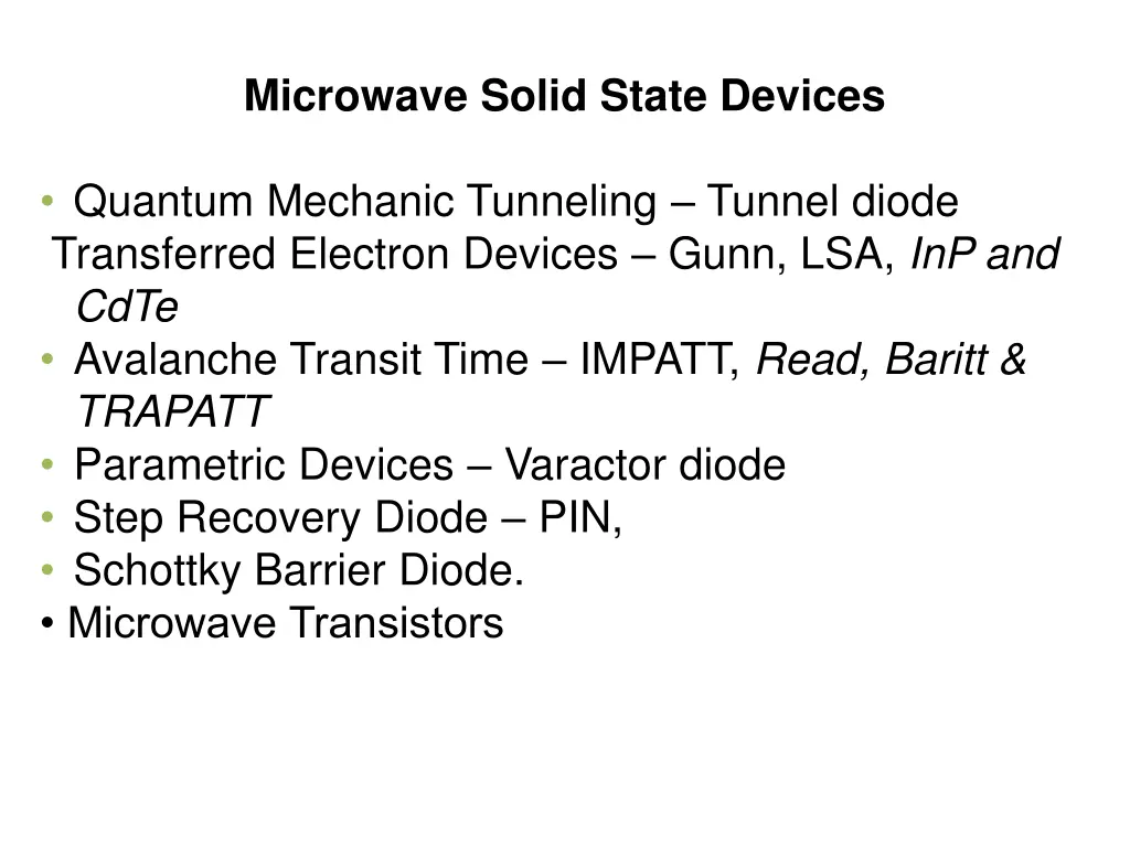 microwave solid state devices