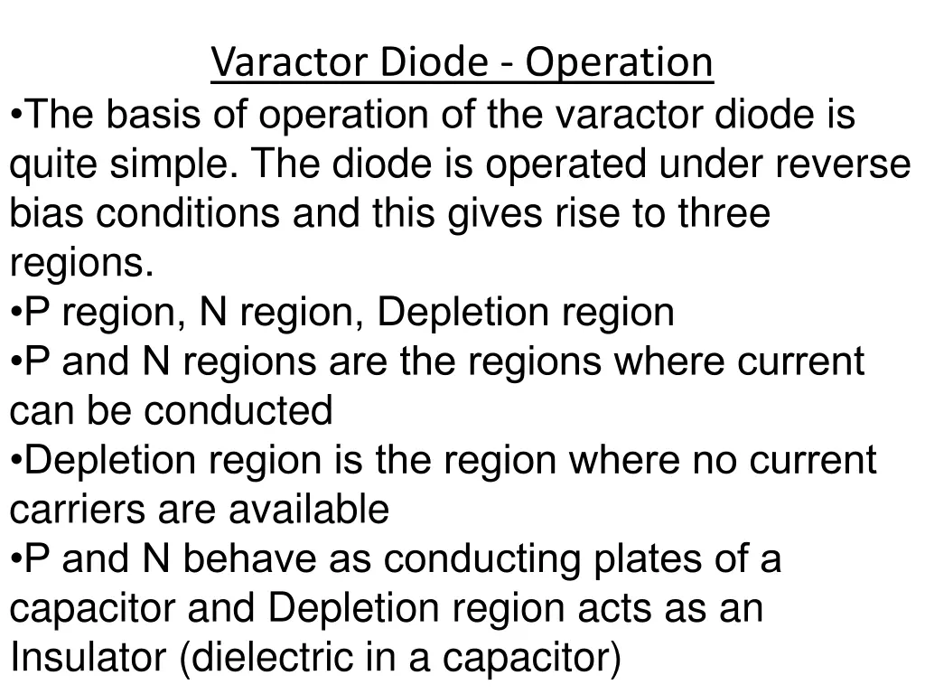 varactor diode operation the basis of operation