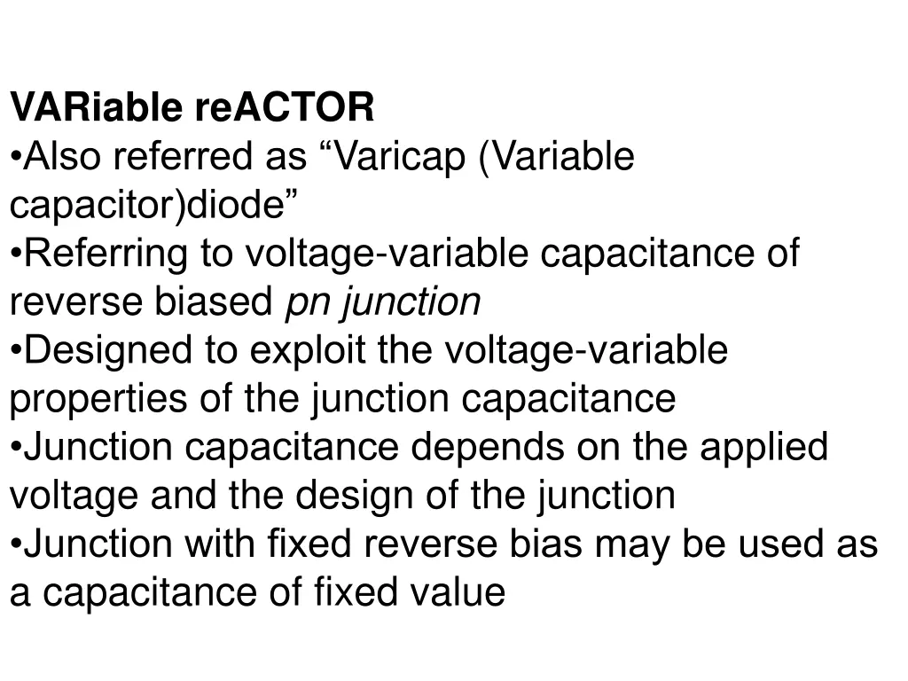 variable reactor also referred as varicap