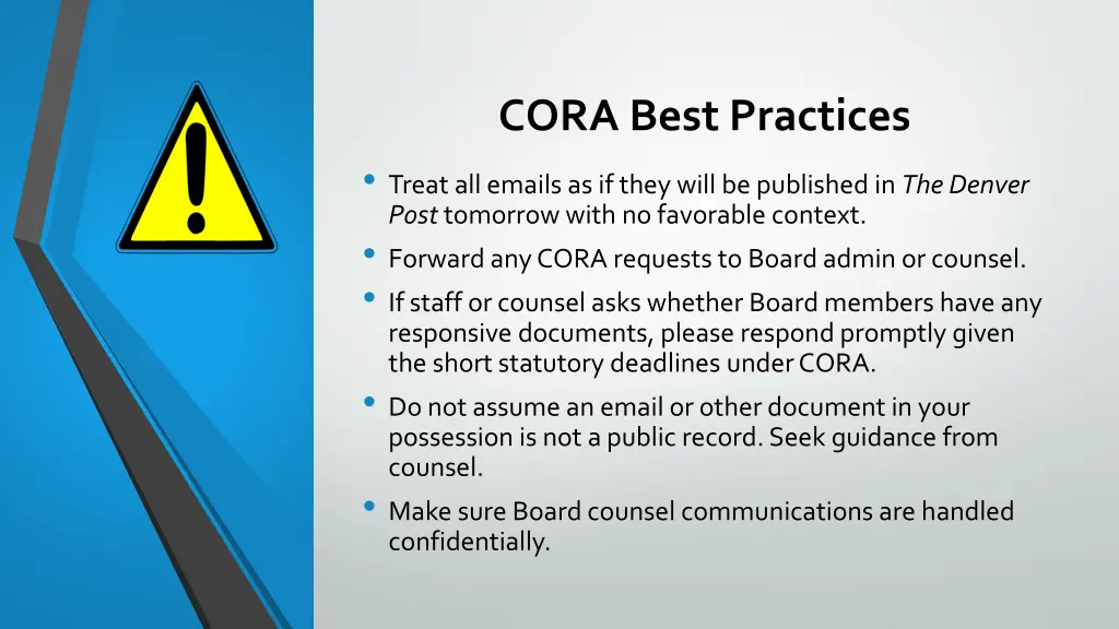 cora best practices treat all emails as if they