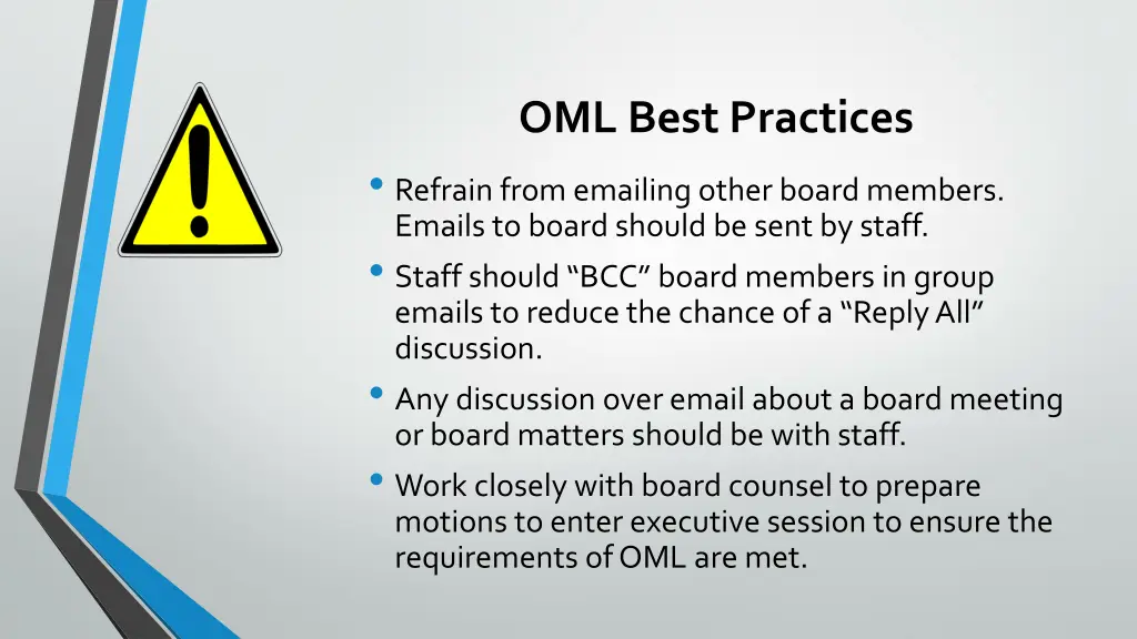 oml best practices refrain from emailing other