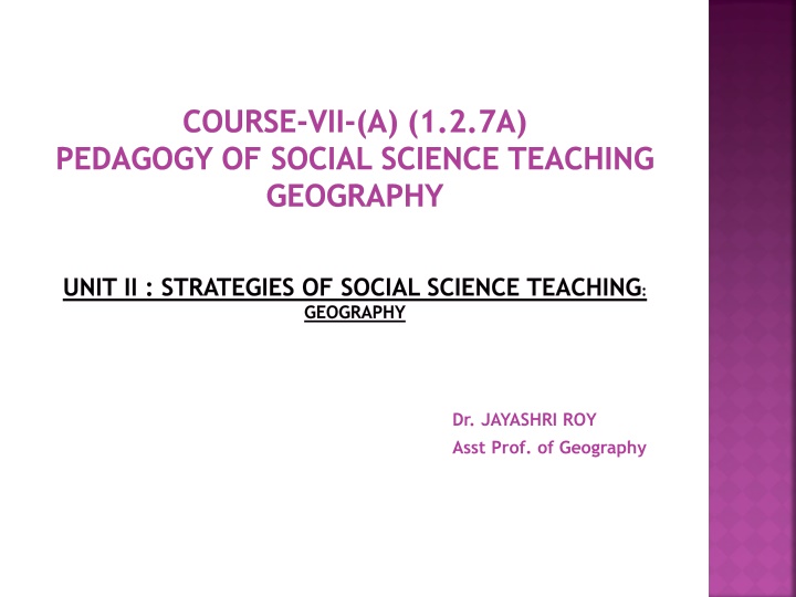 course vii a 1 2 7a pedagogy of social science