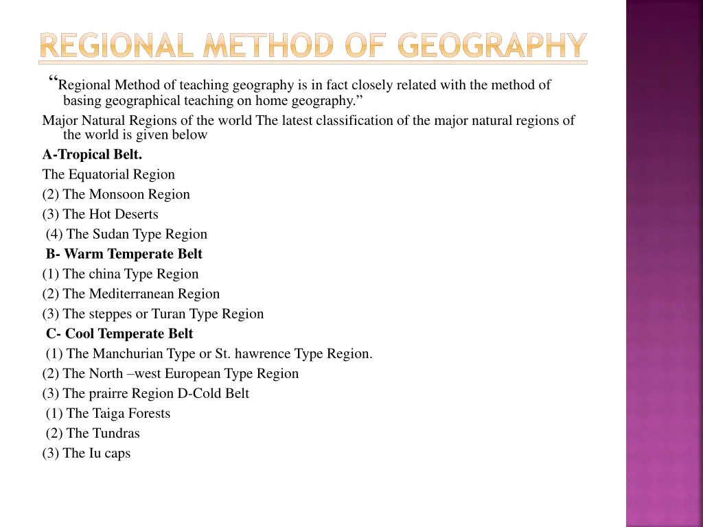 regional method of geography regional method