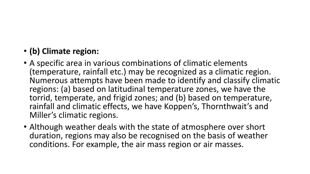 b climate region a specific area in various