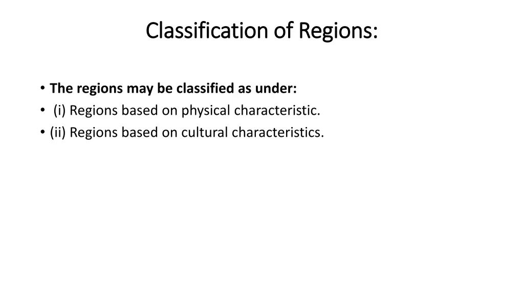 classification of regions classification