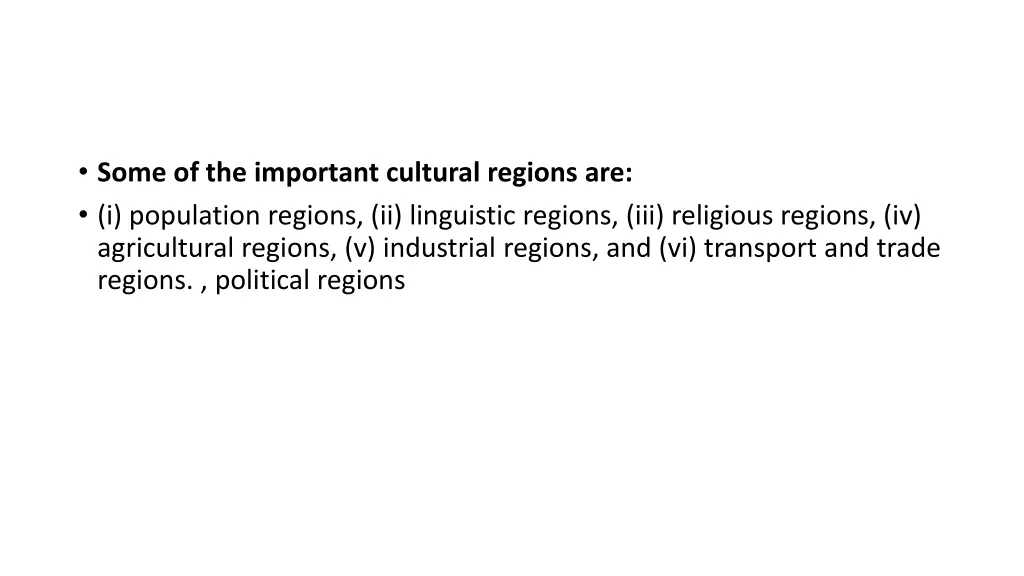 some of the important cultural regions