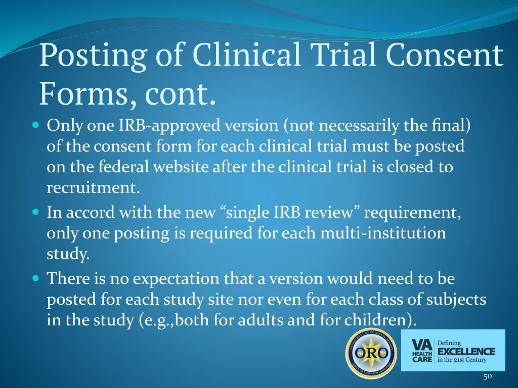 posting of clinical trial consent forms cont only