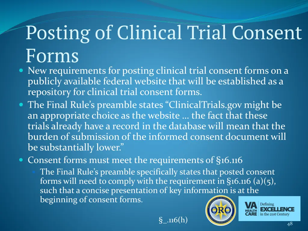 posting of clinical trial consent forms