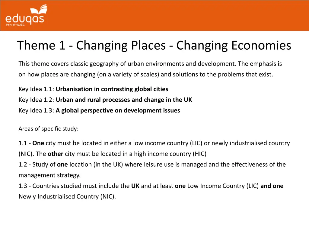 theme 1 changing places changing economies