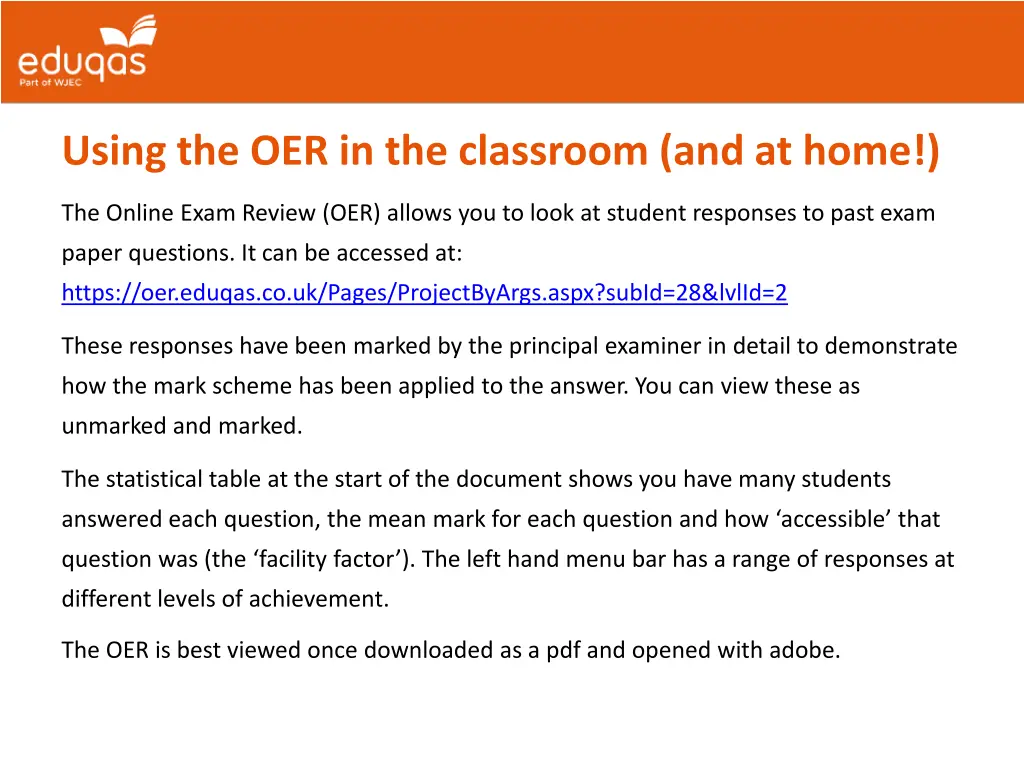 using the oer in the classroom and at home