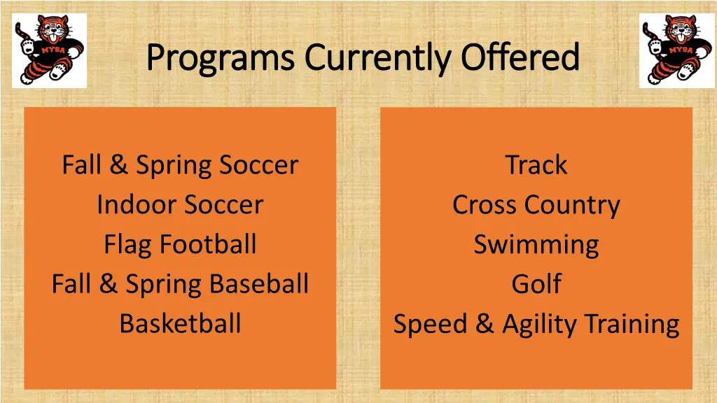 programs currently offered programs currently