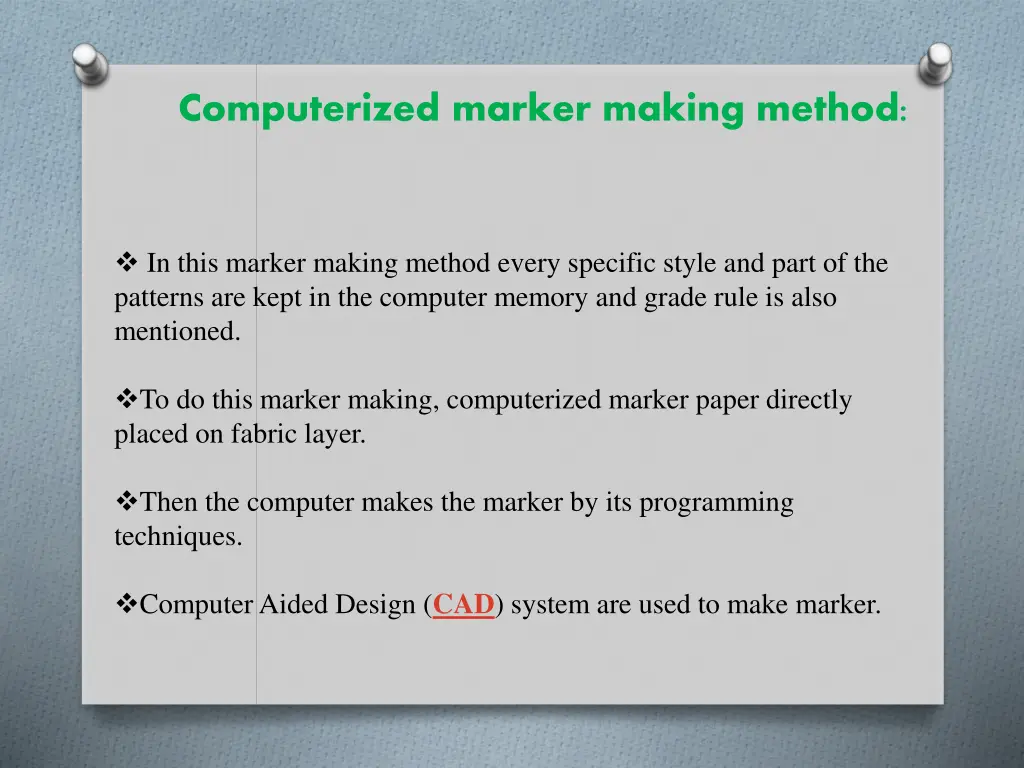 computerized marker making method