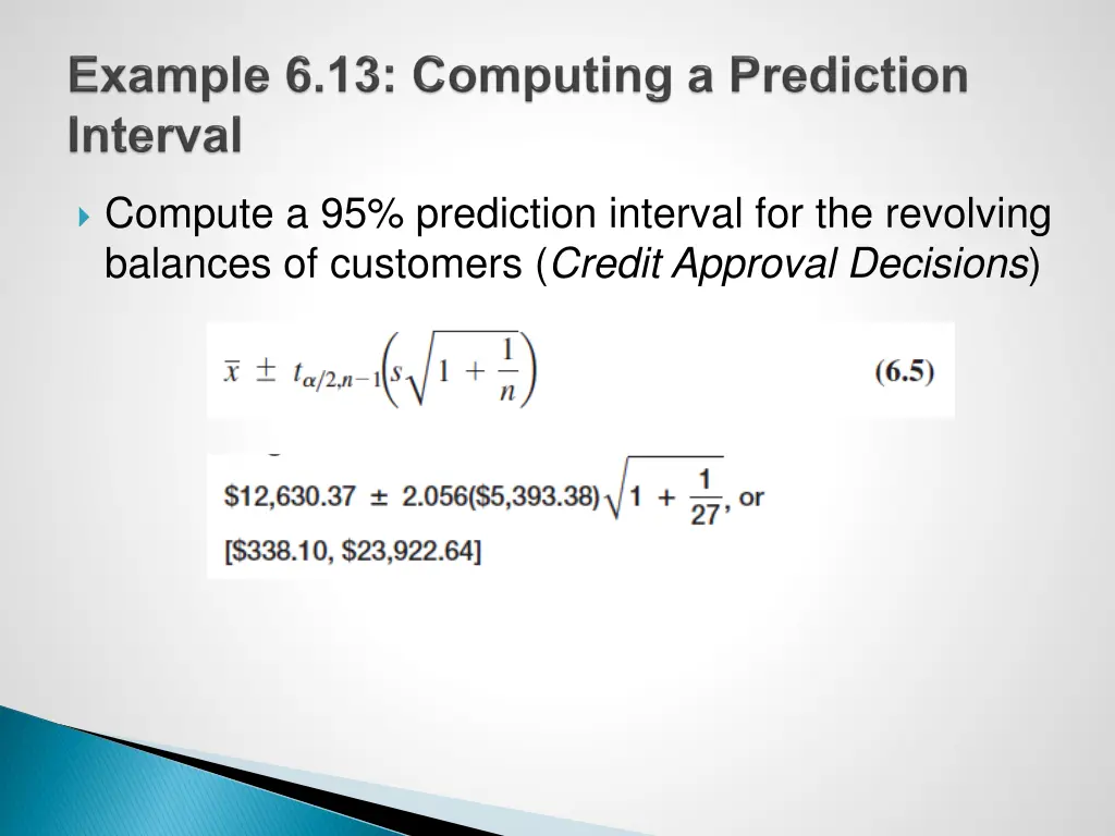 compute a 95 prediction interval