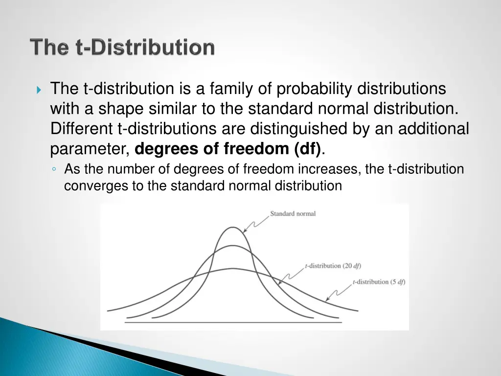 the t distribution is a family of probability