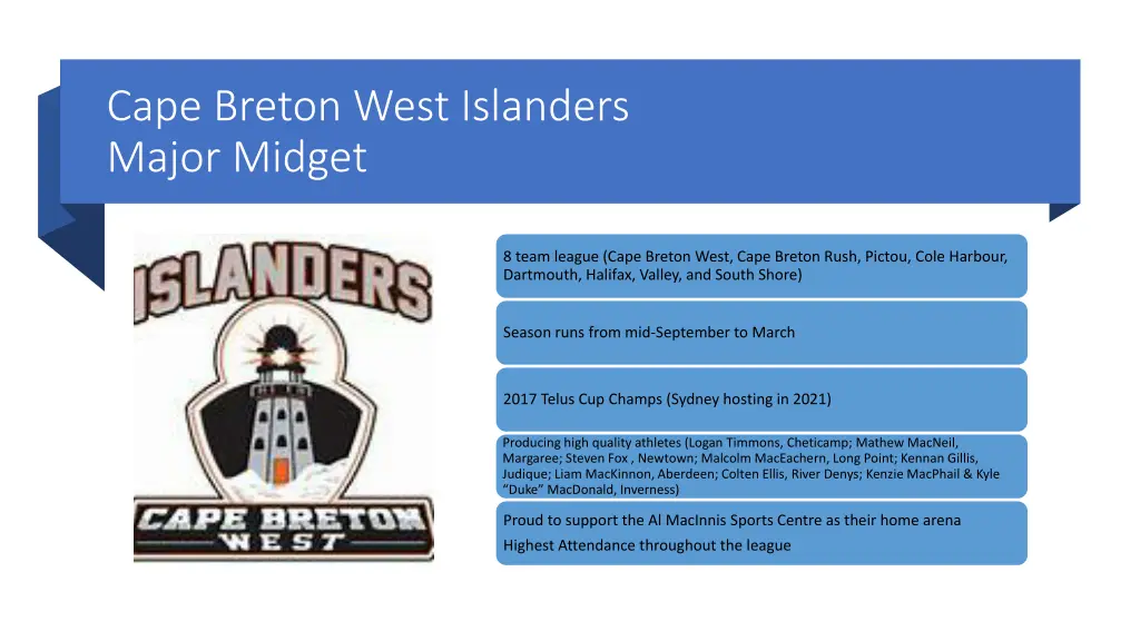 cape breton west islanders major midget