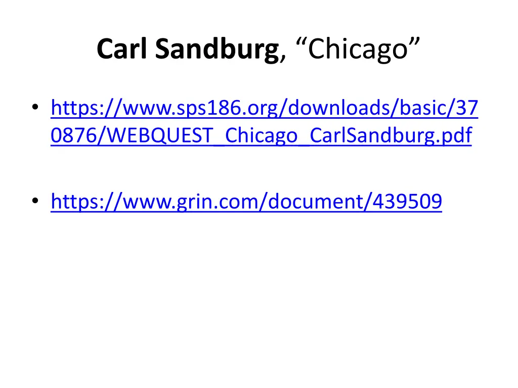 carl sandburg chicago