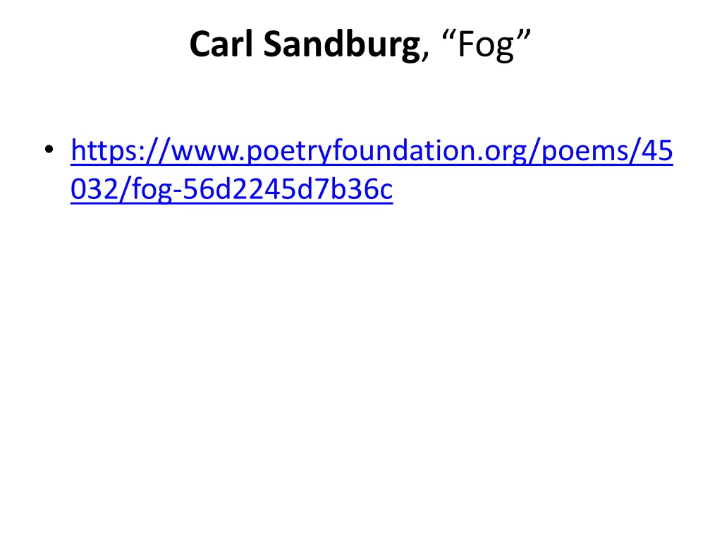 carl sandburg fog