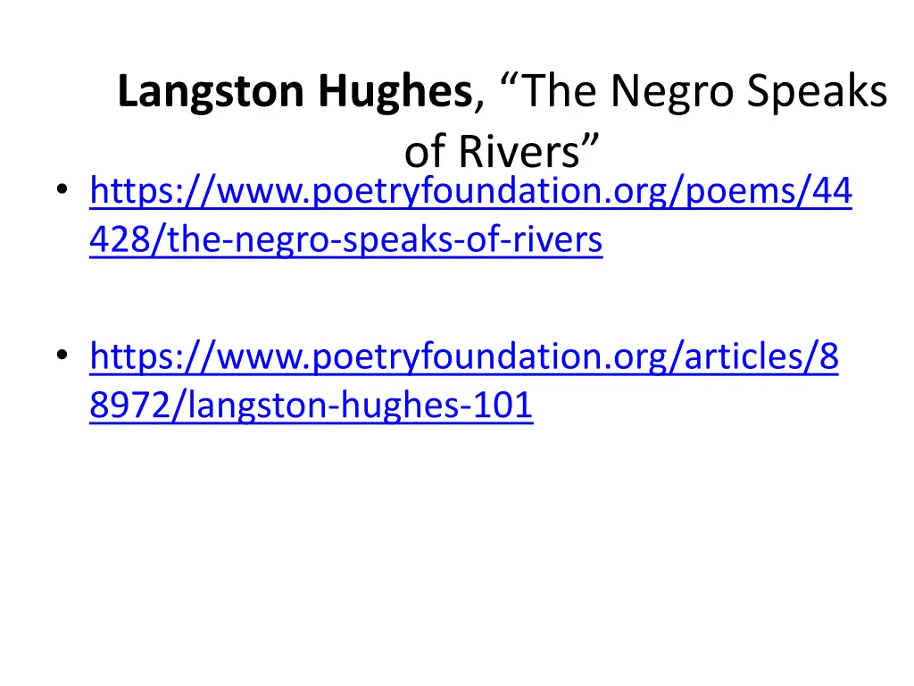 langston hughes the negro speaks of rivers https