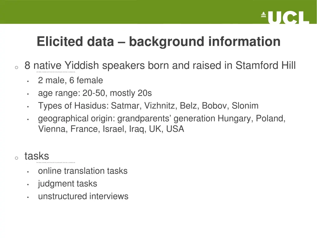 elicited data background information