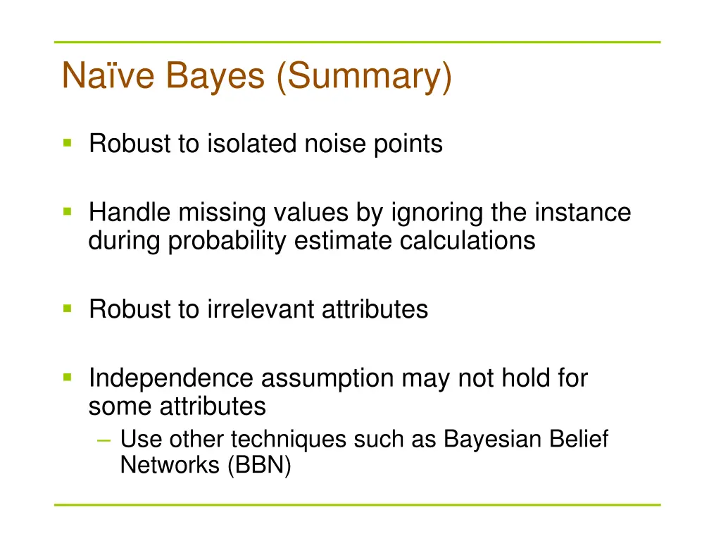 na ve bayes summary