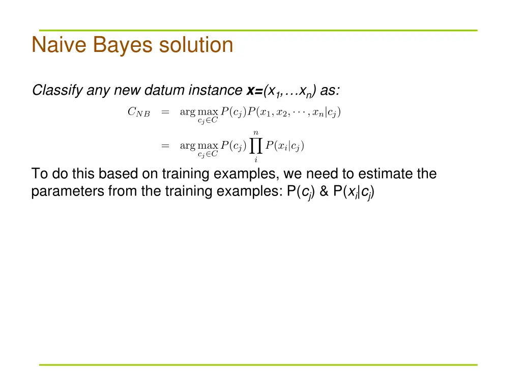 naive bayes solution