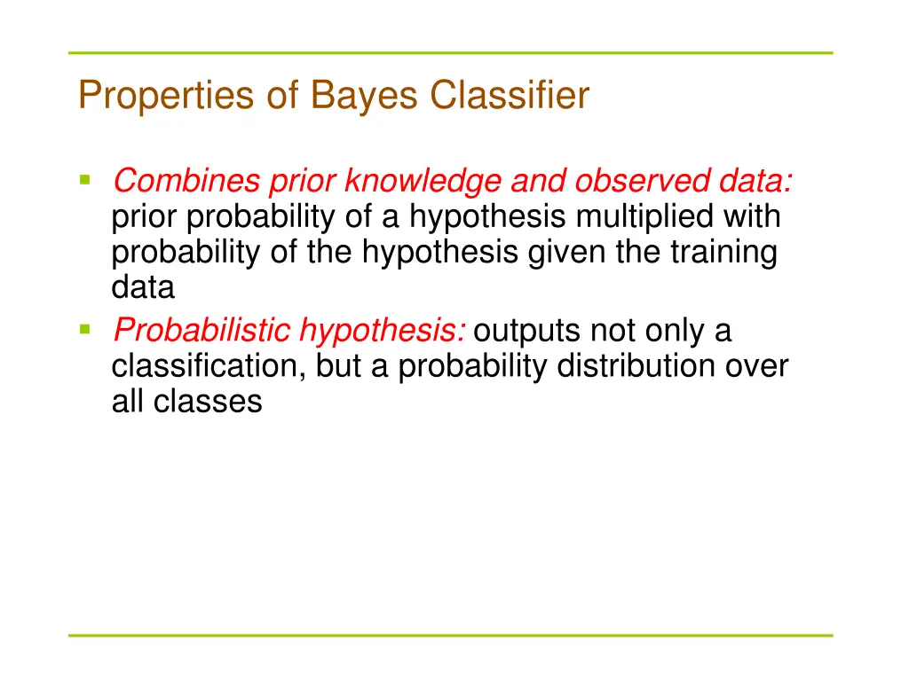 properties of bayes classifier