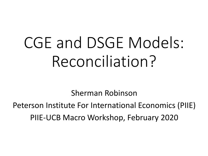 cge and dsge models reconciliation