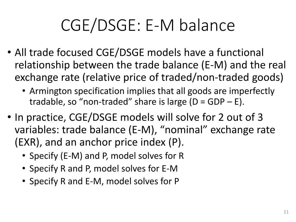 cge dsge e m balance