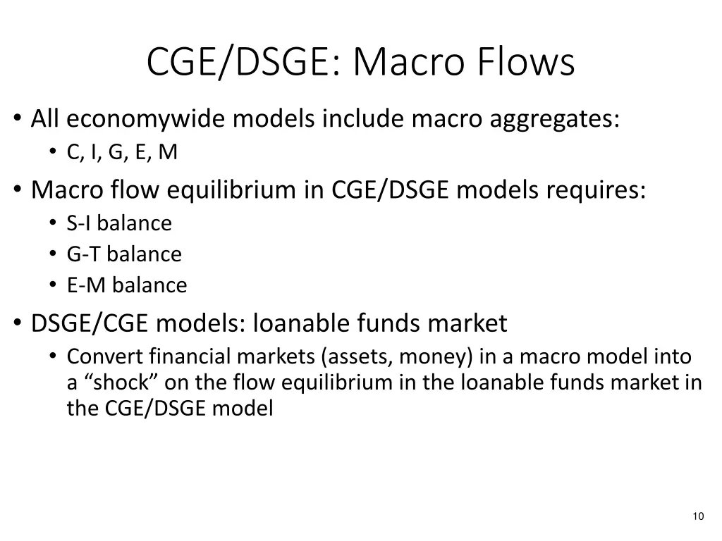 cge dsge macro flows