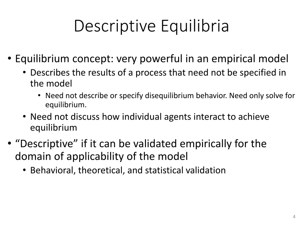 descriptive equilibria