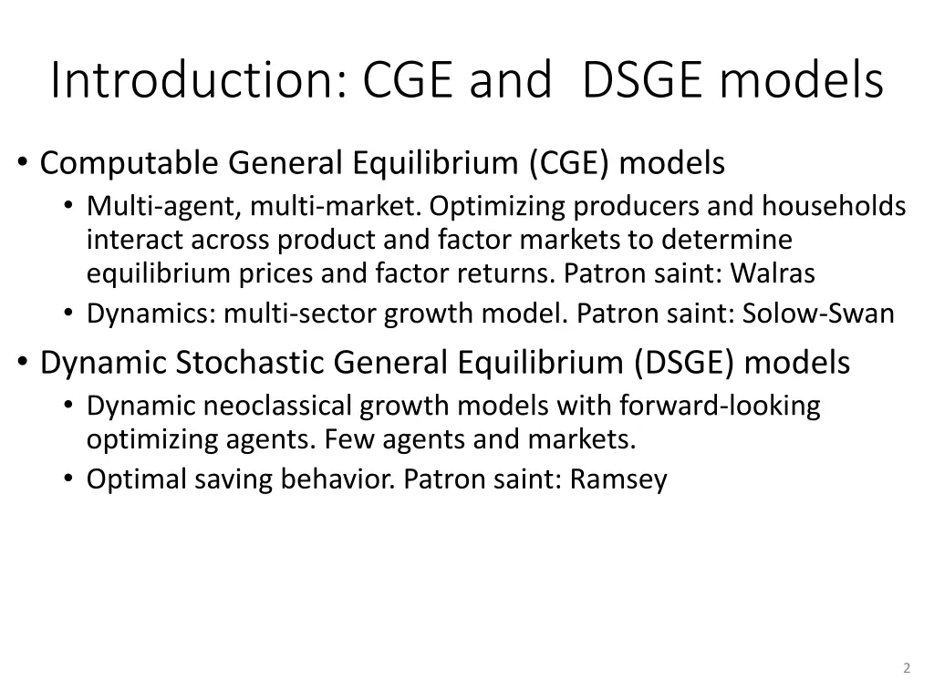 introduction cge and dsge models