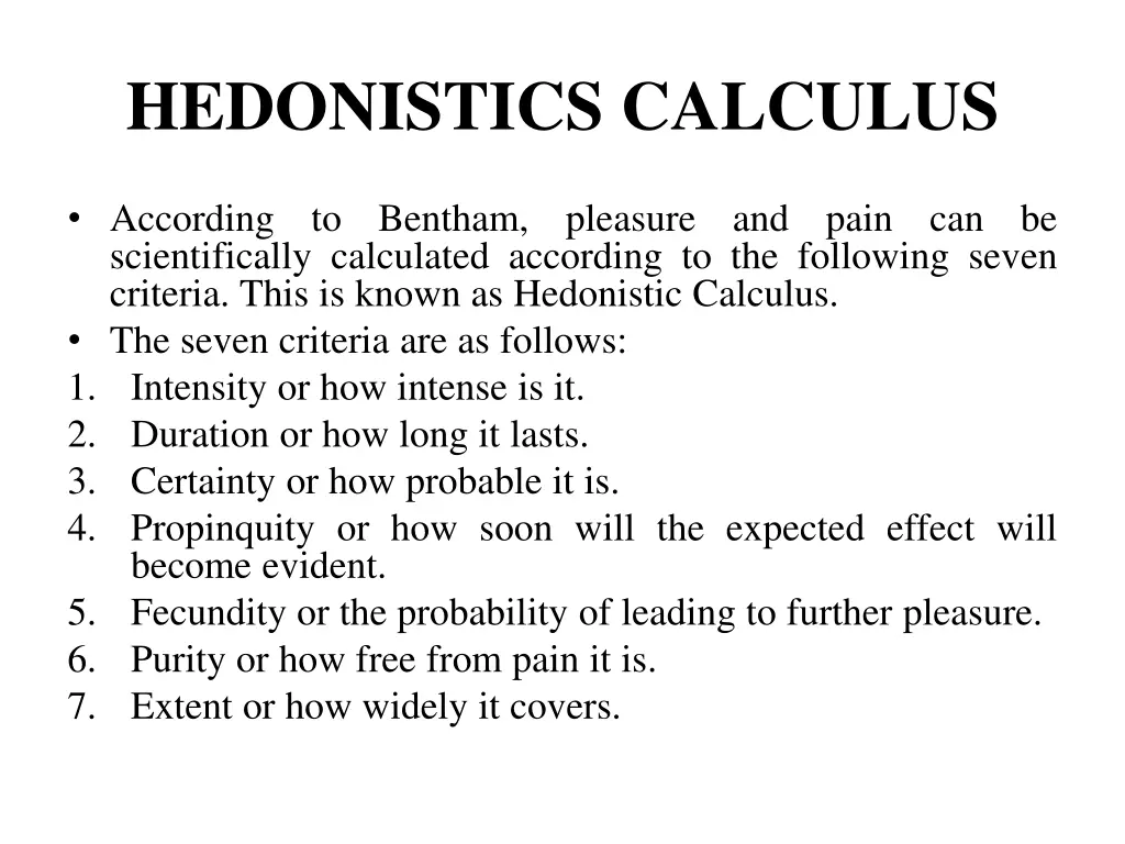 hedonistics calculus