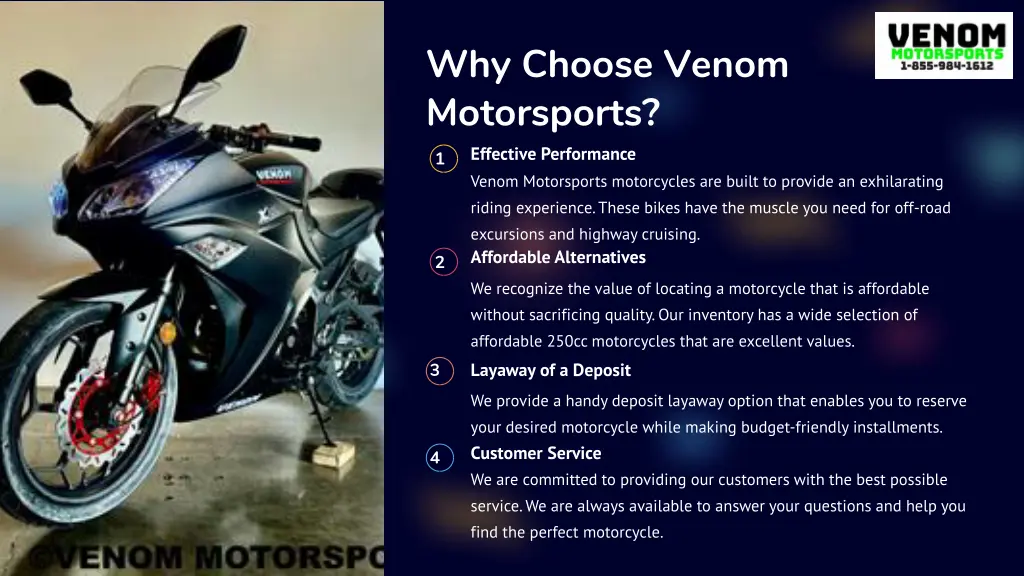 why choose venom motorsports 1 venom motorsports