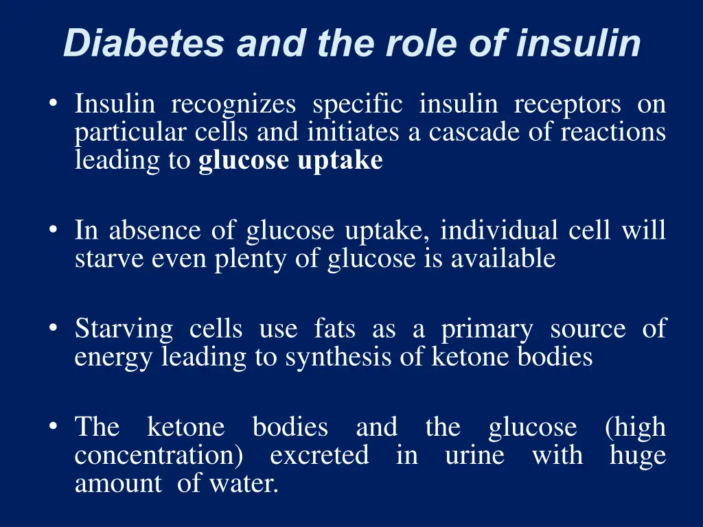 diabetes and the role of insulin 1