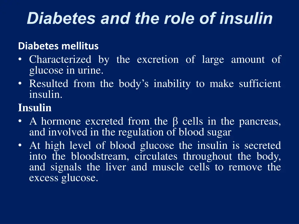 diabetes and the role of insulin