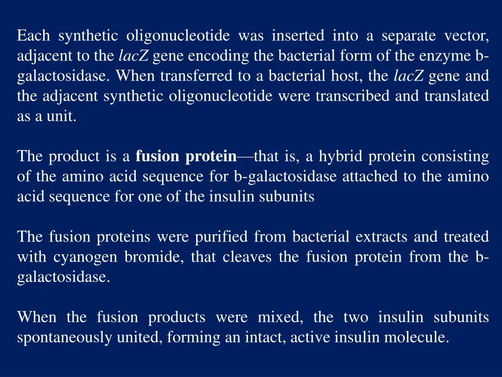 each synthetic oligonucleotide was inserted into