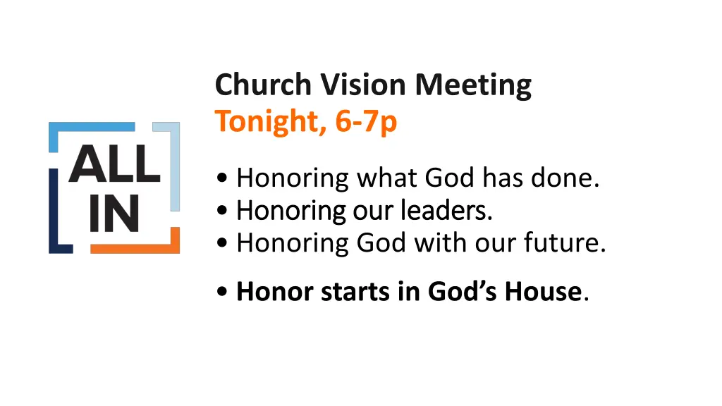 church vision meeting tonight 6 7p