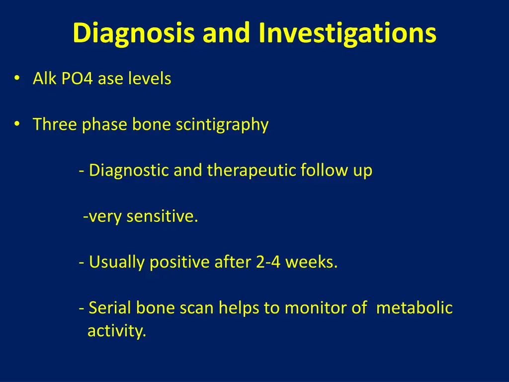 diagnosis and investigations