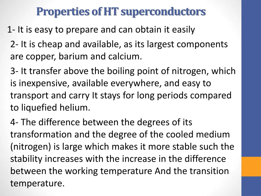 properties of ht superconductors