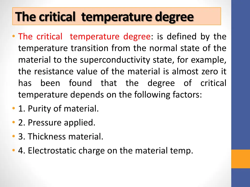 the critical temperature degree