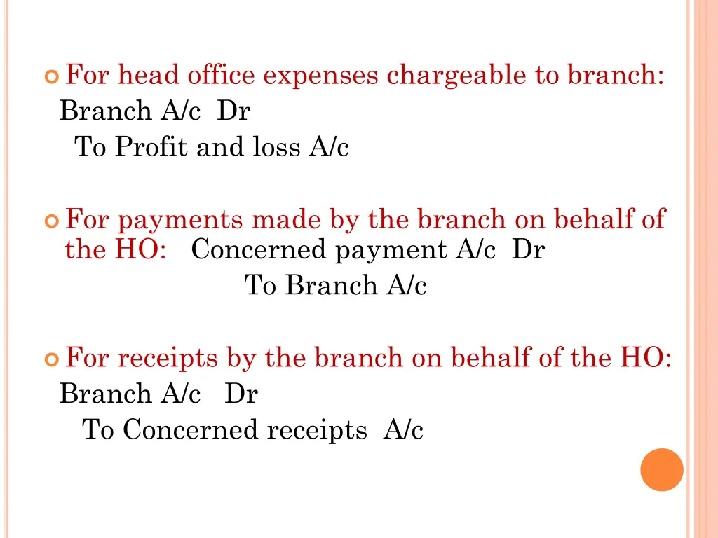 for head office expenses chargeable to branch