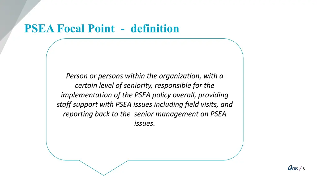 psea focal point definition