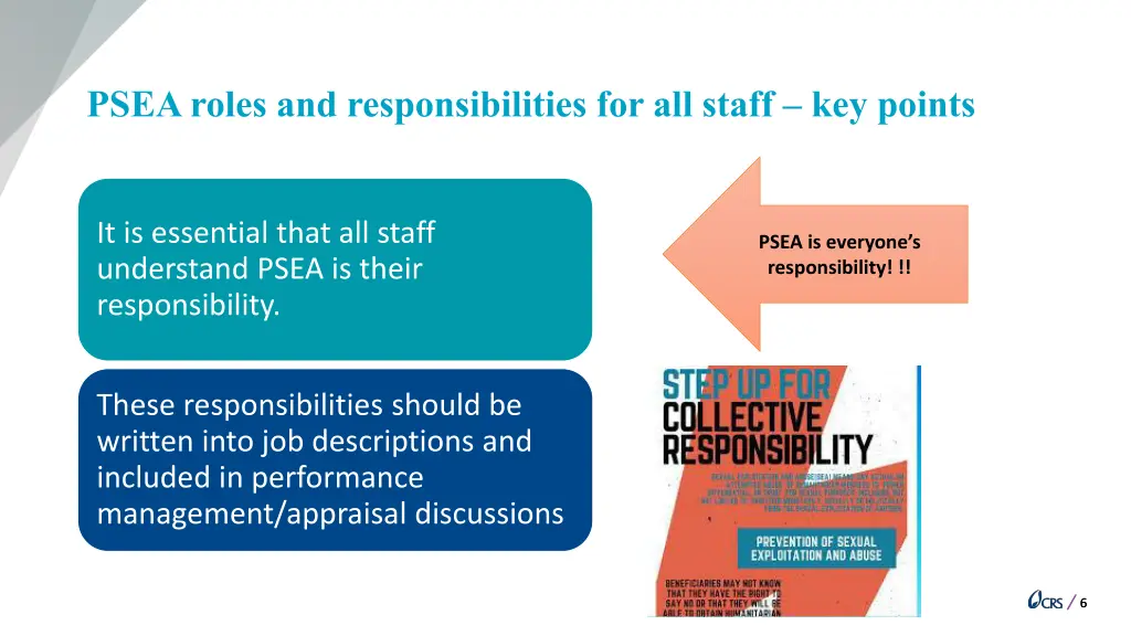 psea roles and responsibilities for all staff