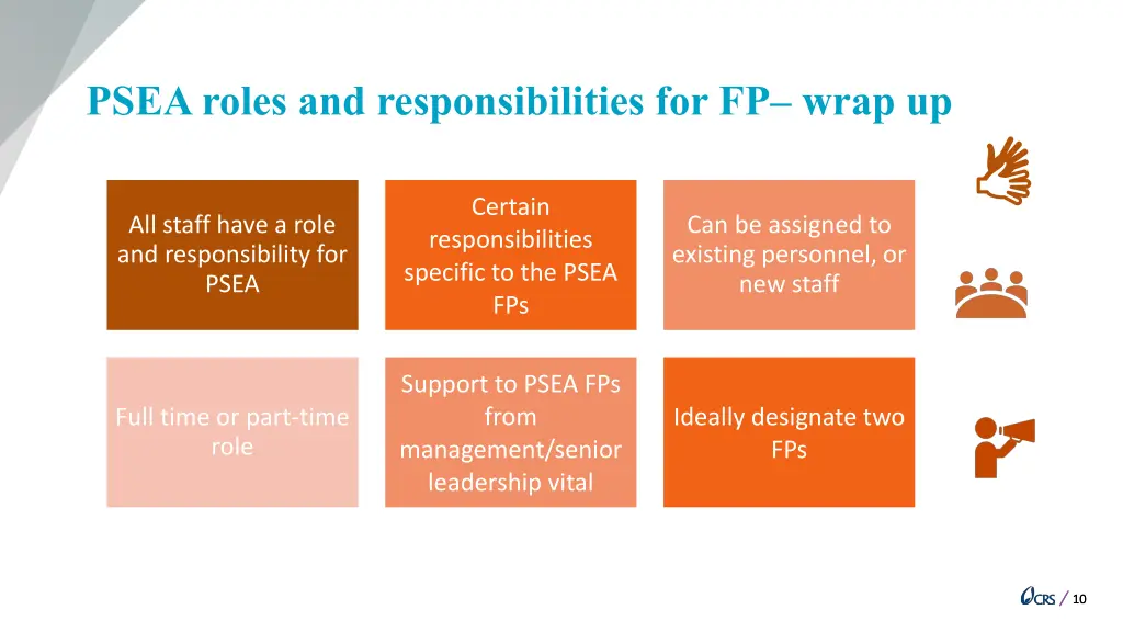 psea roles and responsibilities for fp wrap up