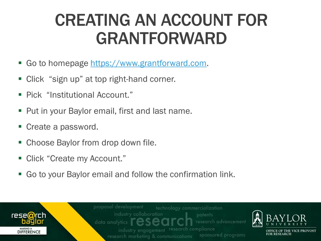 creating an account for grantforward