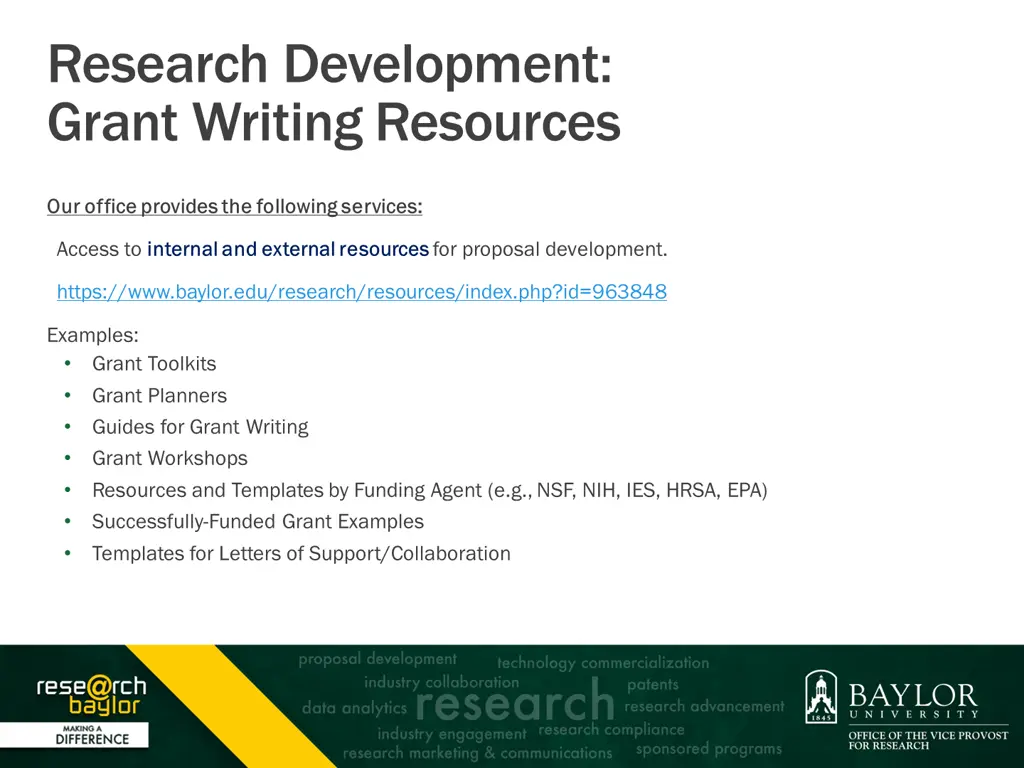 research development grant writing resources